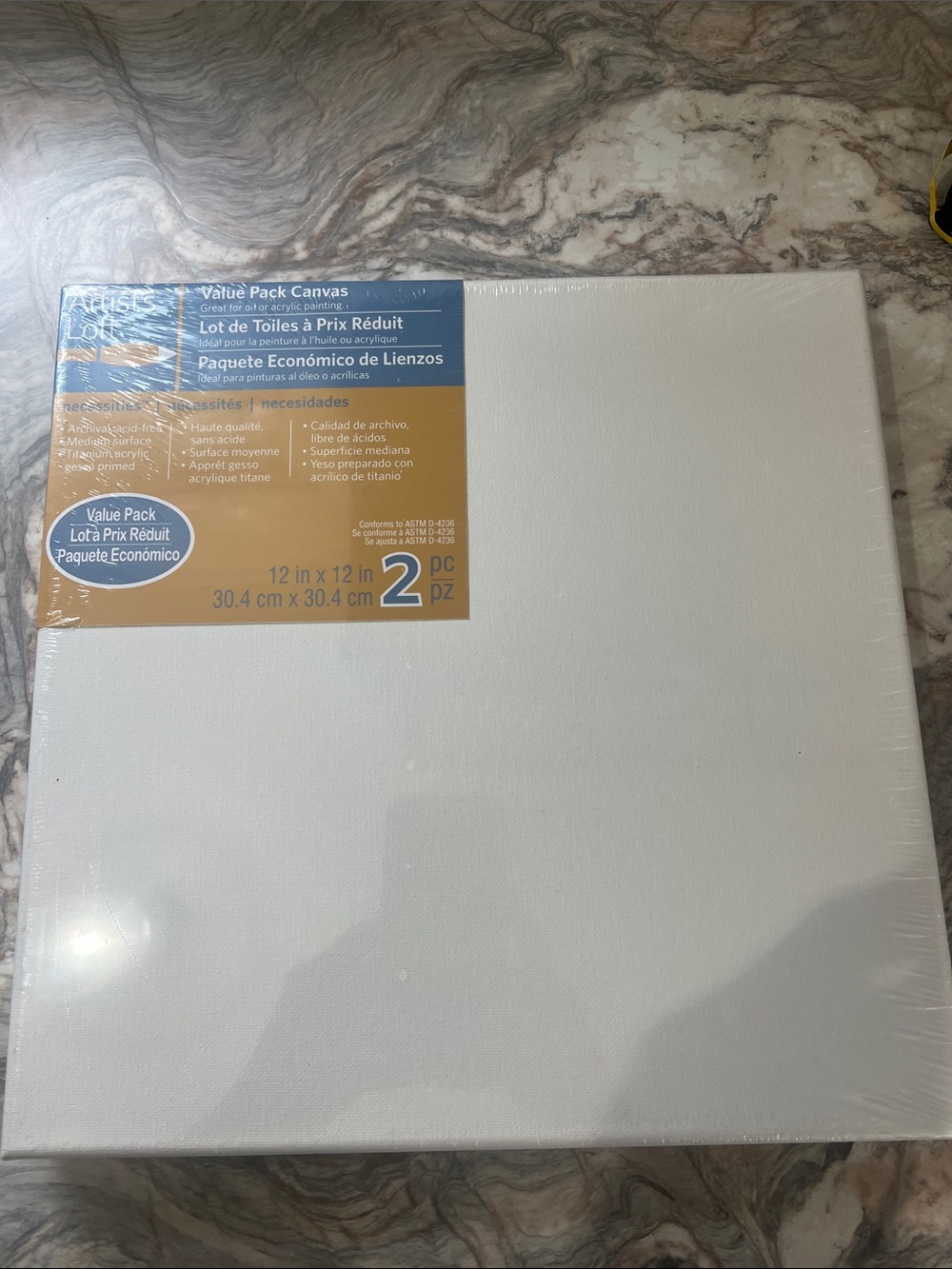 2-Pack Value Canvas 12" x 12" - White